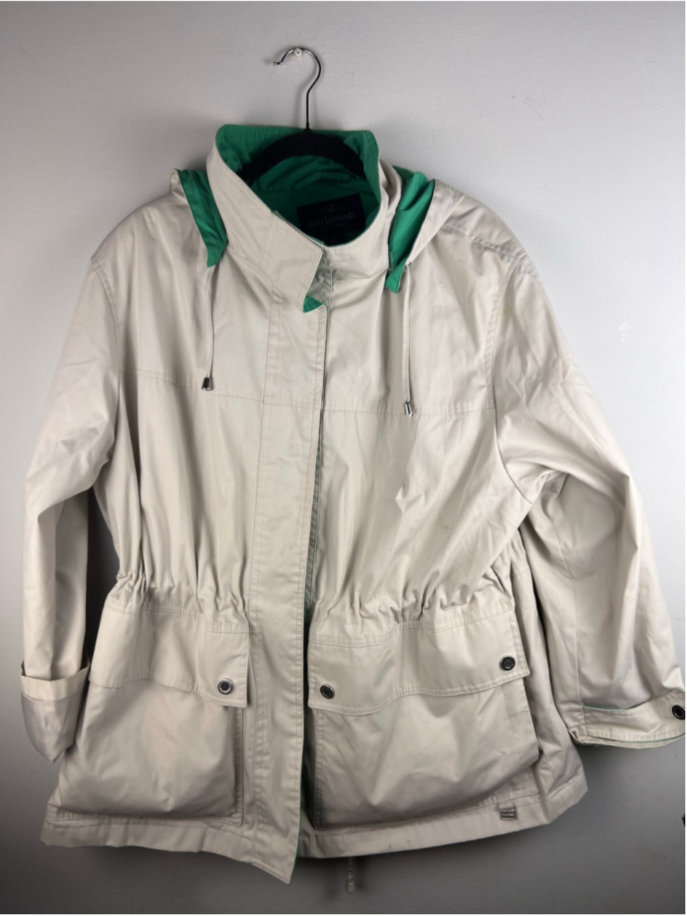 Mackintosh New England Tan Hooded Rain Jacket Women’s 2X Water Resistant Coat
